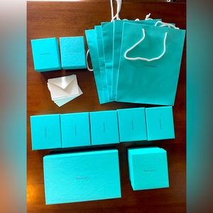Tiffany & Co. boxes with pouches and bags, notecards too!